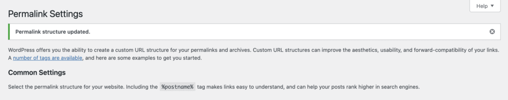 Permalinks successfully updated
